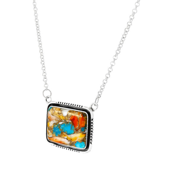 Spiny Turquoise Necklace Sterling Silver N6028-C89