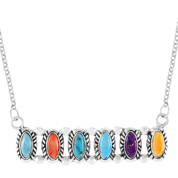 Multicolor Necklace Sterling Silver N6030-C71