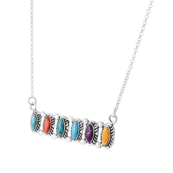 Multicolor Necklace Sterling Silver N6030-C71