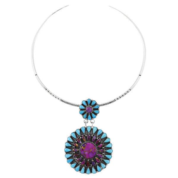 Multicolor Necklace Sterling Silver N7002-C96