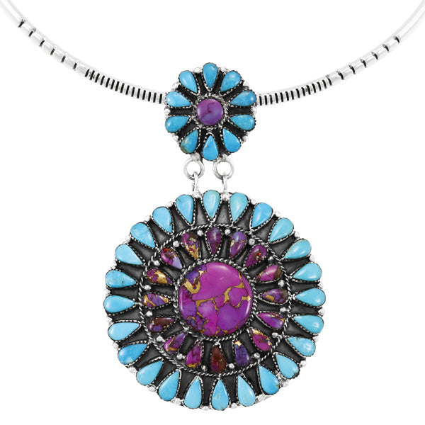 Multicolor Necklace Sterling Silver N7002-C96