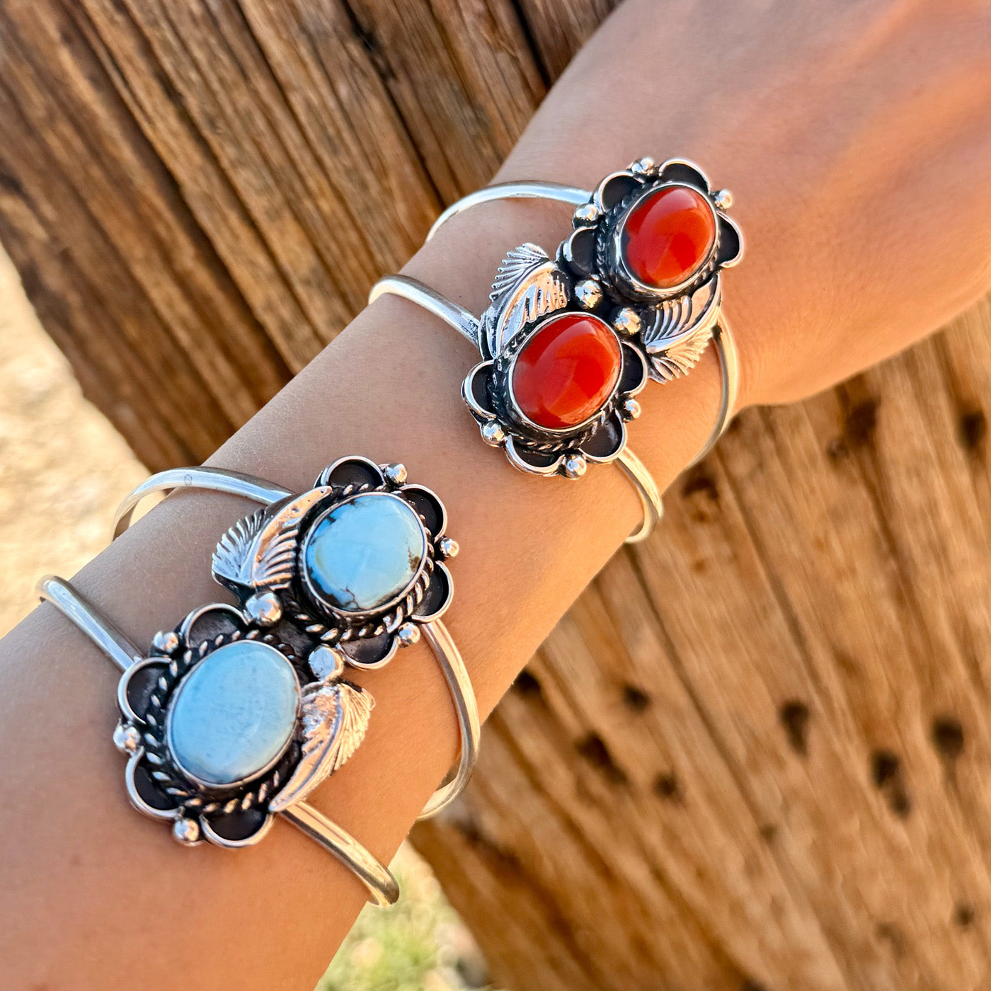 Native American Coral Bracelet Sterling Silver NB5004