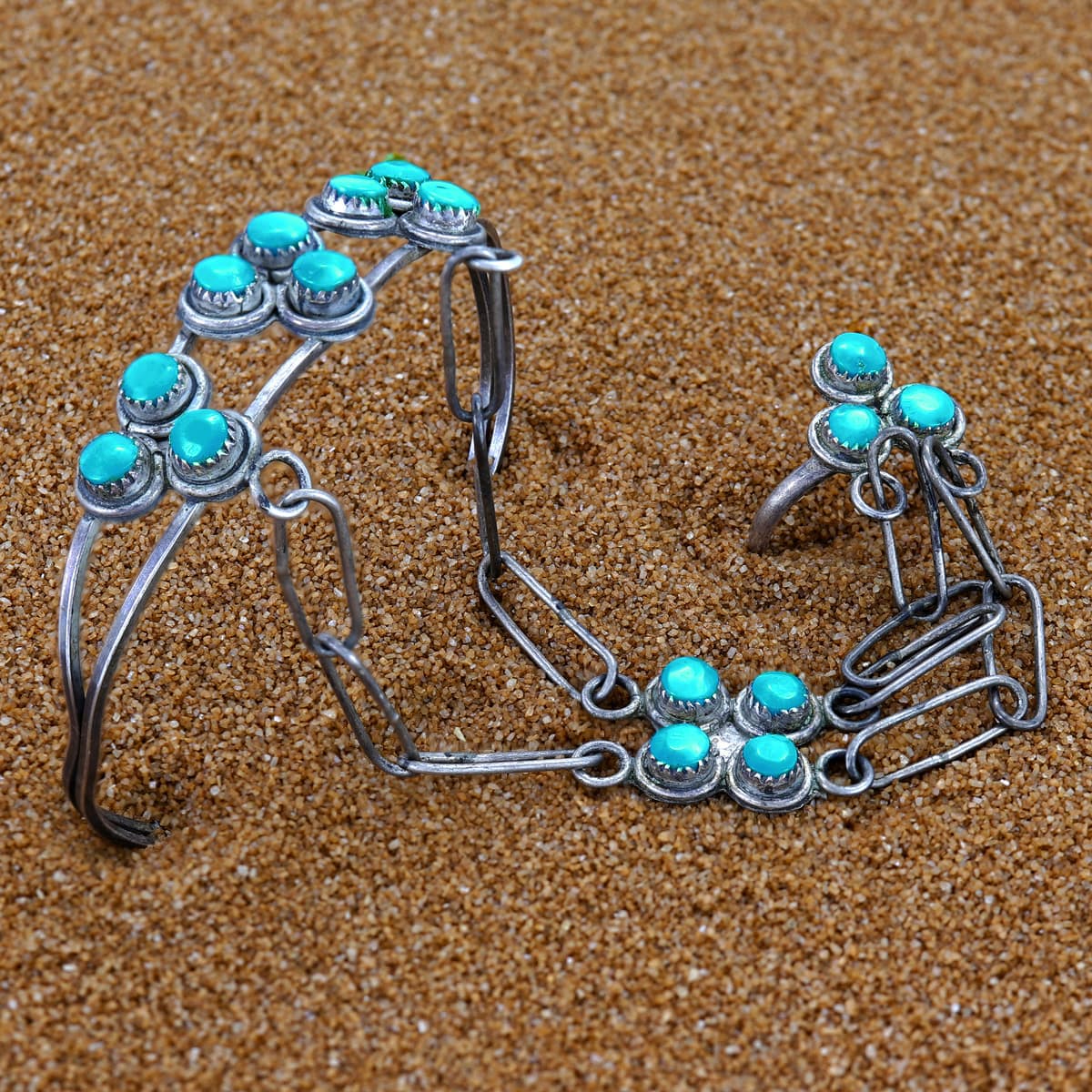 Native American Turquoise Slave Bracelet Sterling Silver NB5008