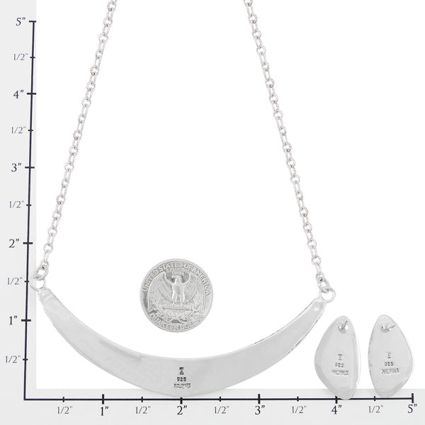 Turquoise Necklace Earrings Set Sterling Silver NE6003-C05