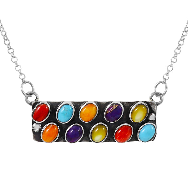 Multicolor Necklace Sterling Silver N6004-C71