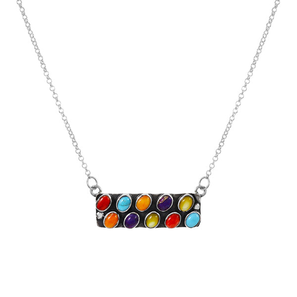 Multicolor Necklace Sterling Silver N6004-C71