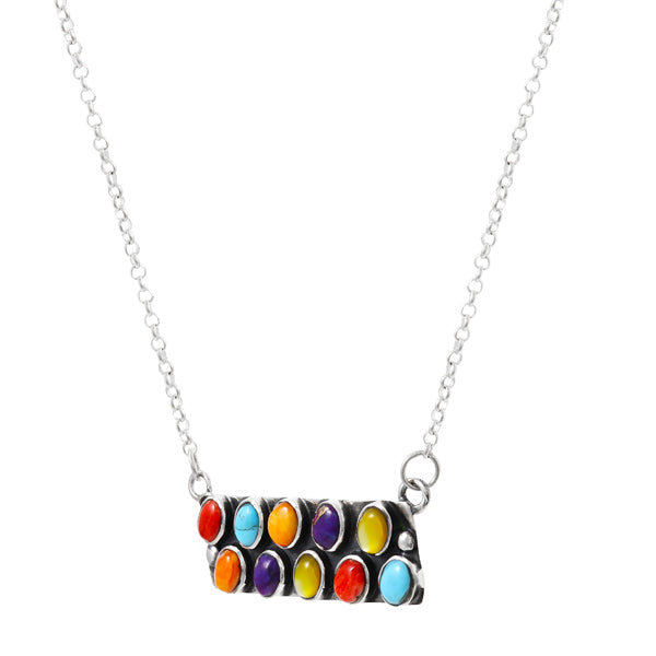 Multicolor Necklace Sterling Silver N6004-C71