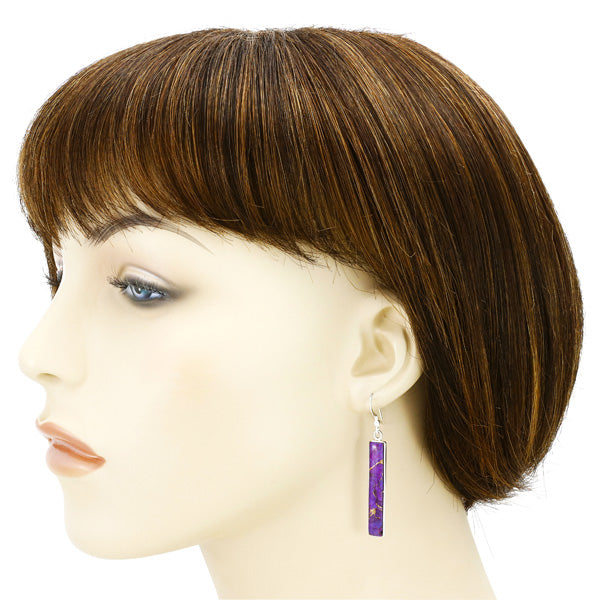 Purple Turquoise Earrings Sterling Silver E6006-C77