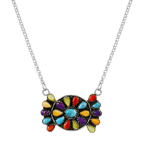 Multicolor Necklace Sterling Silver N6007-C71