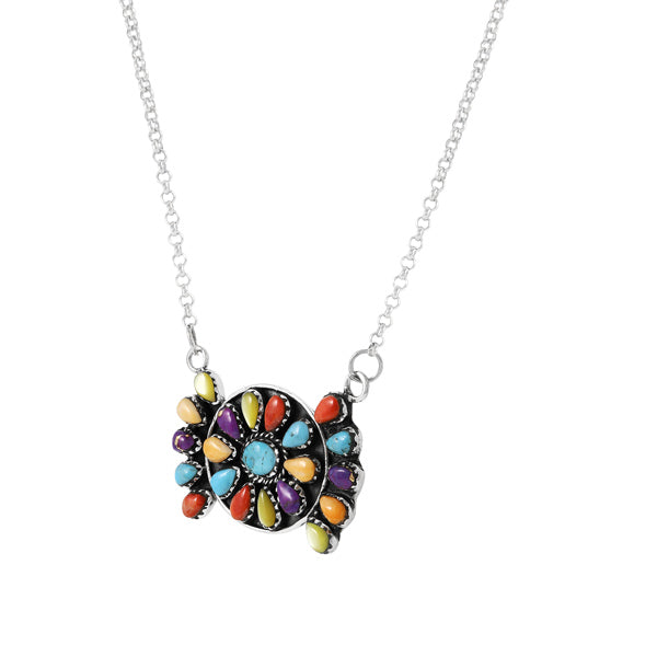 Multicolor Necklace Sterling Silver N6007-C71