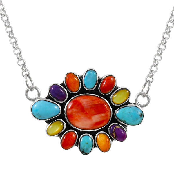 Multicolor Necklace Sterling Silver N6008-C71