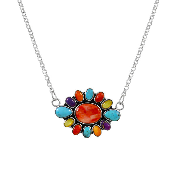 Multicolor Necklace Sterling Silver N6008-C71