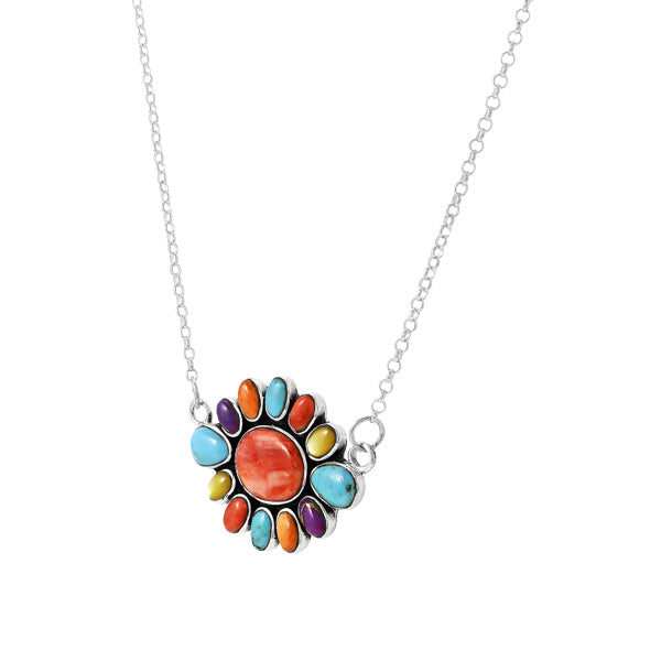 Multicolor Necklace Sterling Silver N6008-C71