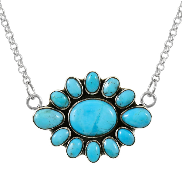 Turquoise Necklace Sterling Silver N6008-C75