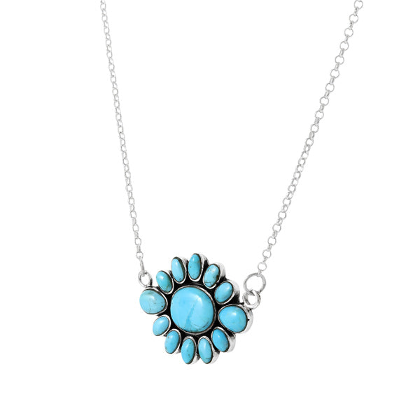 Turquoise Necklace Sterling Silver N6008-C75
