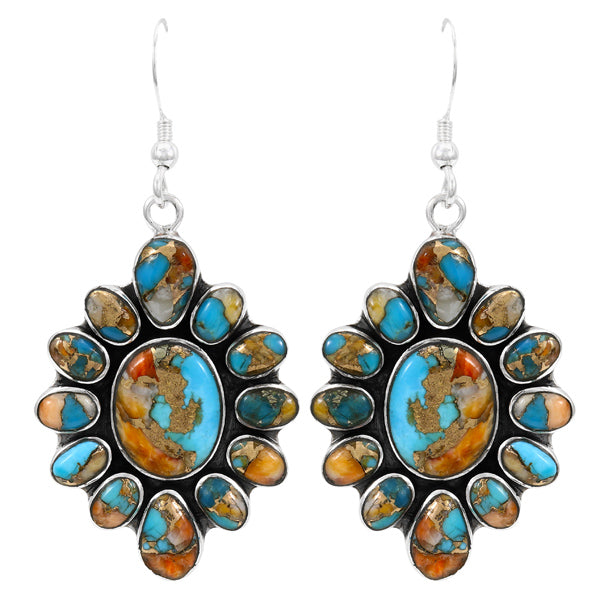 Spiny Turquoise Earrings Sterling Silver Earrings E6008-C89