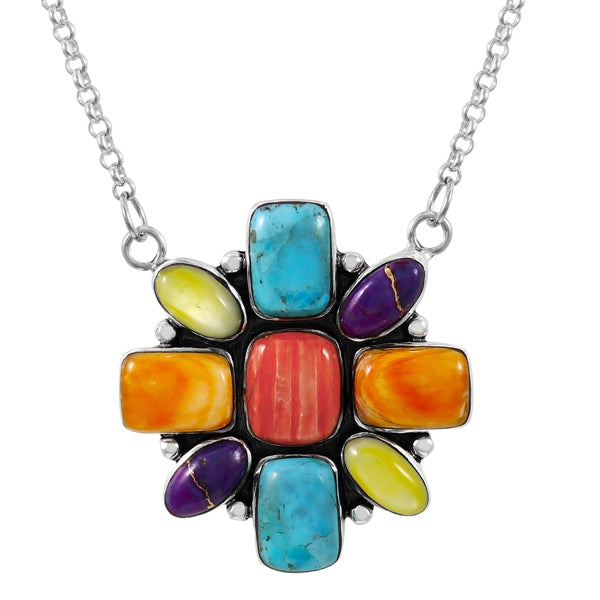 Multicolor Necklace Sterling Silver N6009-C71