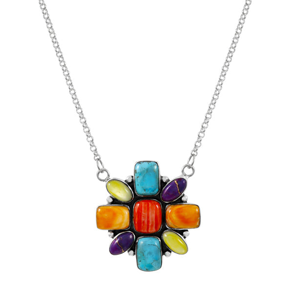 Multicolor Necklace Sterling Silver N6009-C71