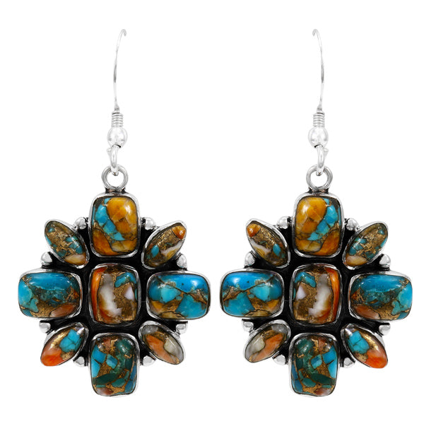 Spiny Turquoise Earrings Sterling Silver Earrings E6009-C89
