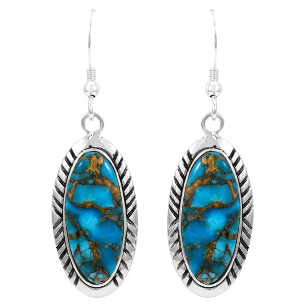 Matrix Turquoise Earrings Sterling Silver E6010-C84
