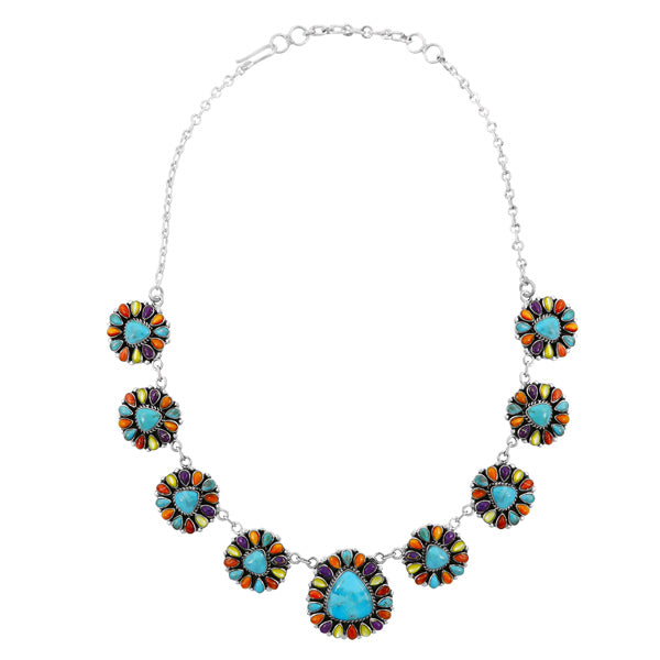 Multicolor Necklace & Earrings Set Sterling Silver NE6011-C71