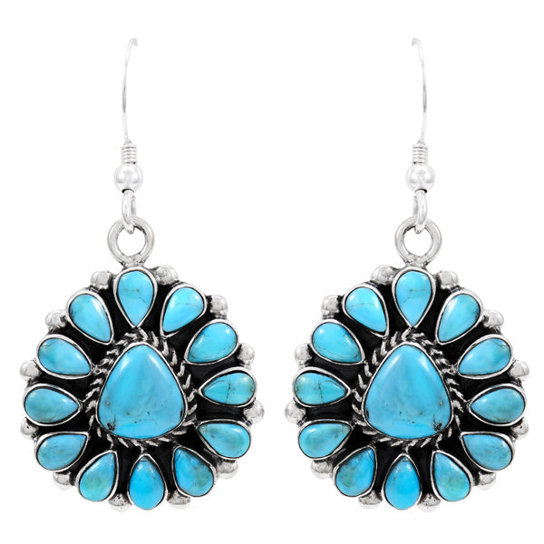 Turquoise Necklace & Earrings Set Sterling Silver NE6011-C75