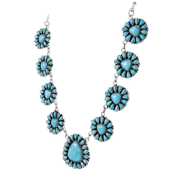 Turquoise Necklace & Earrings Set Sterling Silver NE6011-C75