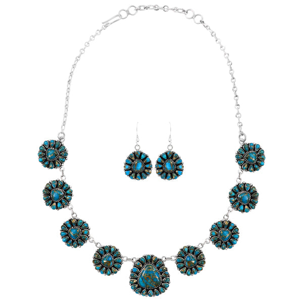 Matrix Turquoise Necklace & Earrings Set Sterling Silver NE6011-C84