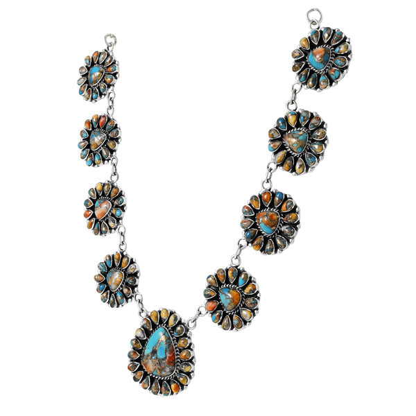 Spiny Turquoise Necklace & Earrings Set Sterling Silver NE6011-C89