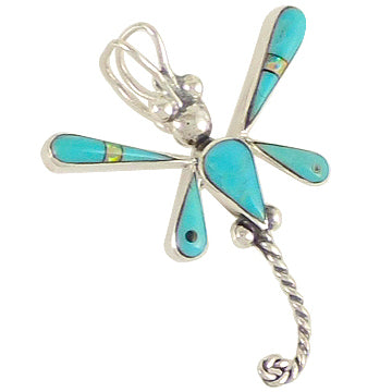 Sterling Silver Dragonfly Pendant Turquoise P3054-C21