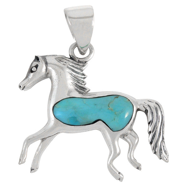 Sterling Silver Horse Pendant Turquoise P3002-C75
