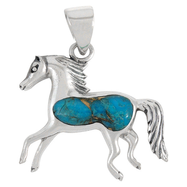 Sterling Silver Horse Pendant Matrix Turquoise P3002-C84