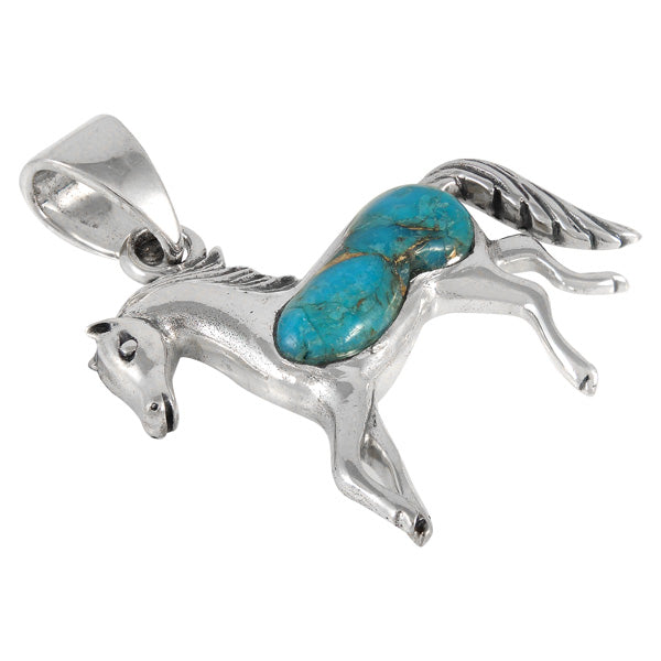 Sterling Silver Horse Pendant Matrix Turquoise P3002-C84