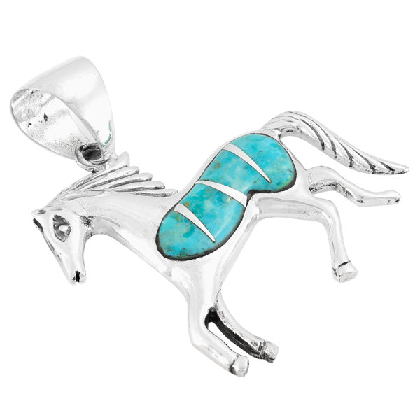 Horse Turquoise Pendant Sterling Silver P3002-LG-C05 (Larger Style)