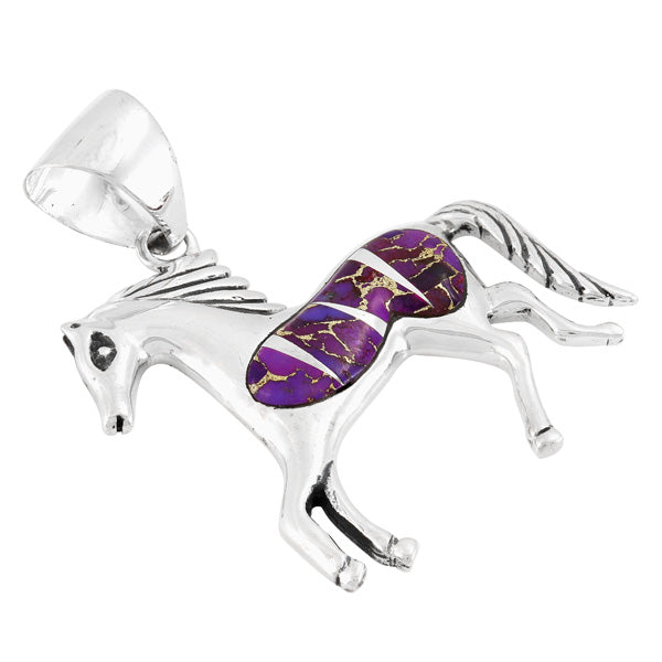 Horse Purple Turquoise Pendant Sterling Silver P3002-LG-C07 (Larger Style)