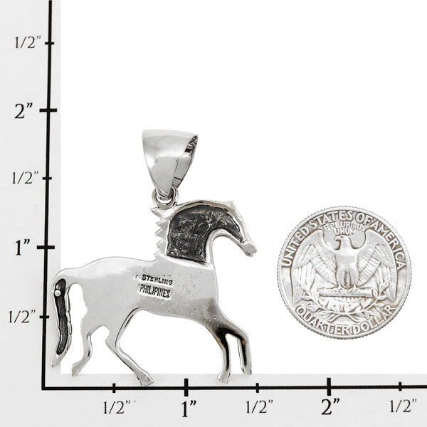 Horse Multicolor Pendant Sterling Silver P3002-LG-C04