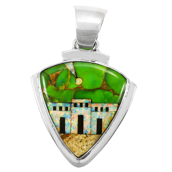 Green Turquoise Pendant Sterling Silver P3026-C06P