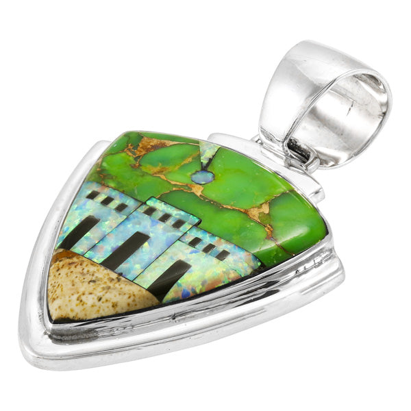 Green Turquoise Pendant Sterling Silver P3026-C06P