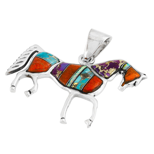 Horse Pendant Sterling Silver Multicolor P3048-C00