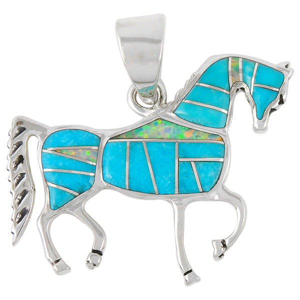 Sterling Silver Horse Pendant Turquoise P3048-C21
