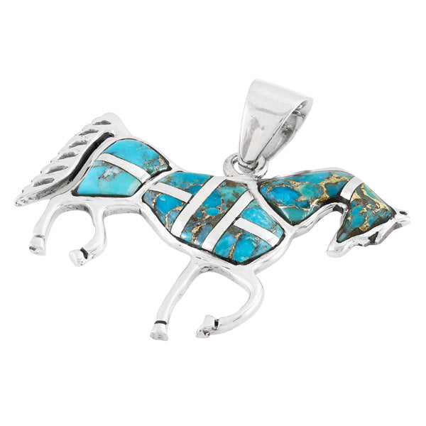 Horse Pendant Matrix Turquoise Sterling Silver P3048-C84