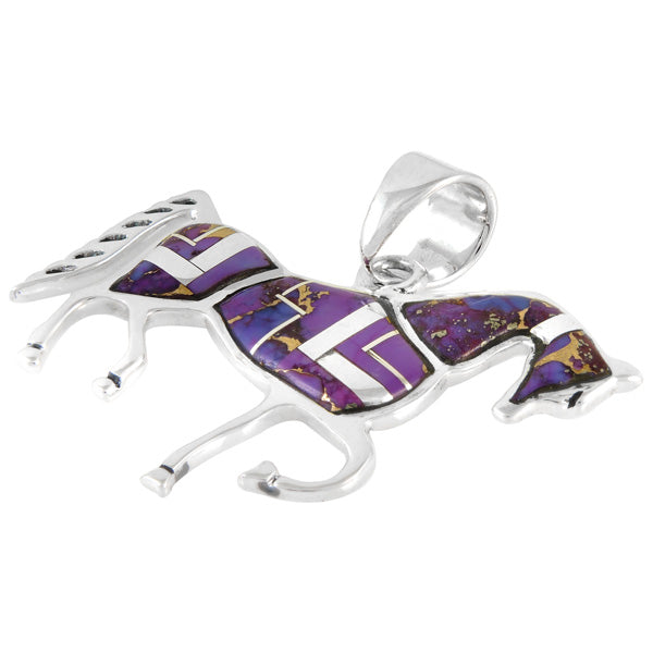 Sterling Silver Horse Pendant Purple Turquoise P3048-C07