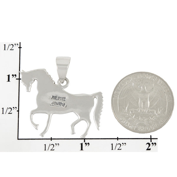 Sterling Silver Horse Pendant Multicolor P3048-C01