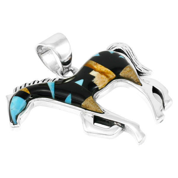 Horse Jewelry Pendant Sterling Silver Multicolor P3049-SM-C04