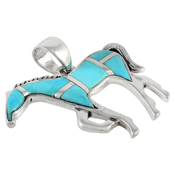 Horse Jewelry Pendant Sterling Silver Turquoise P3049-SM-C05A