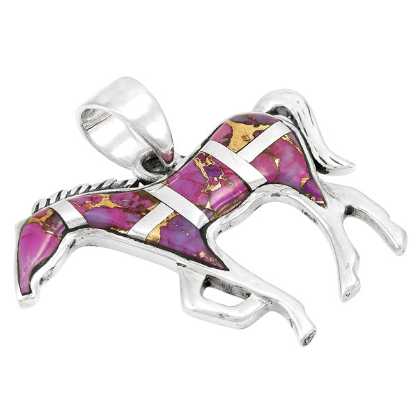 Horse Purple Turquoise Pendant Sterling Silver P3049-SM-C07