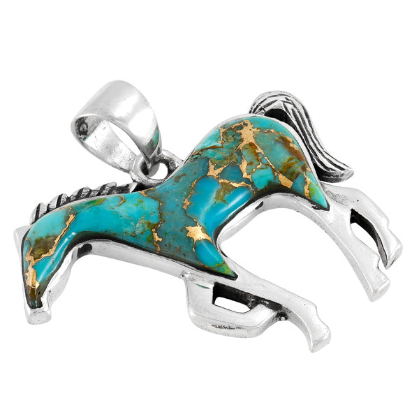 Horse Jewelry Pendant Matrix Turquoise Sterling Silver P3049-SM-C84