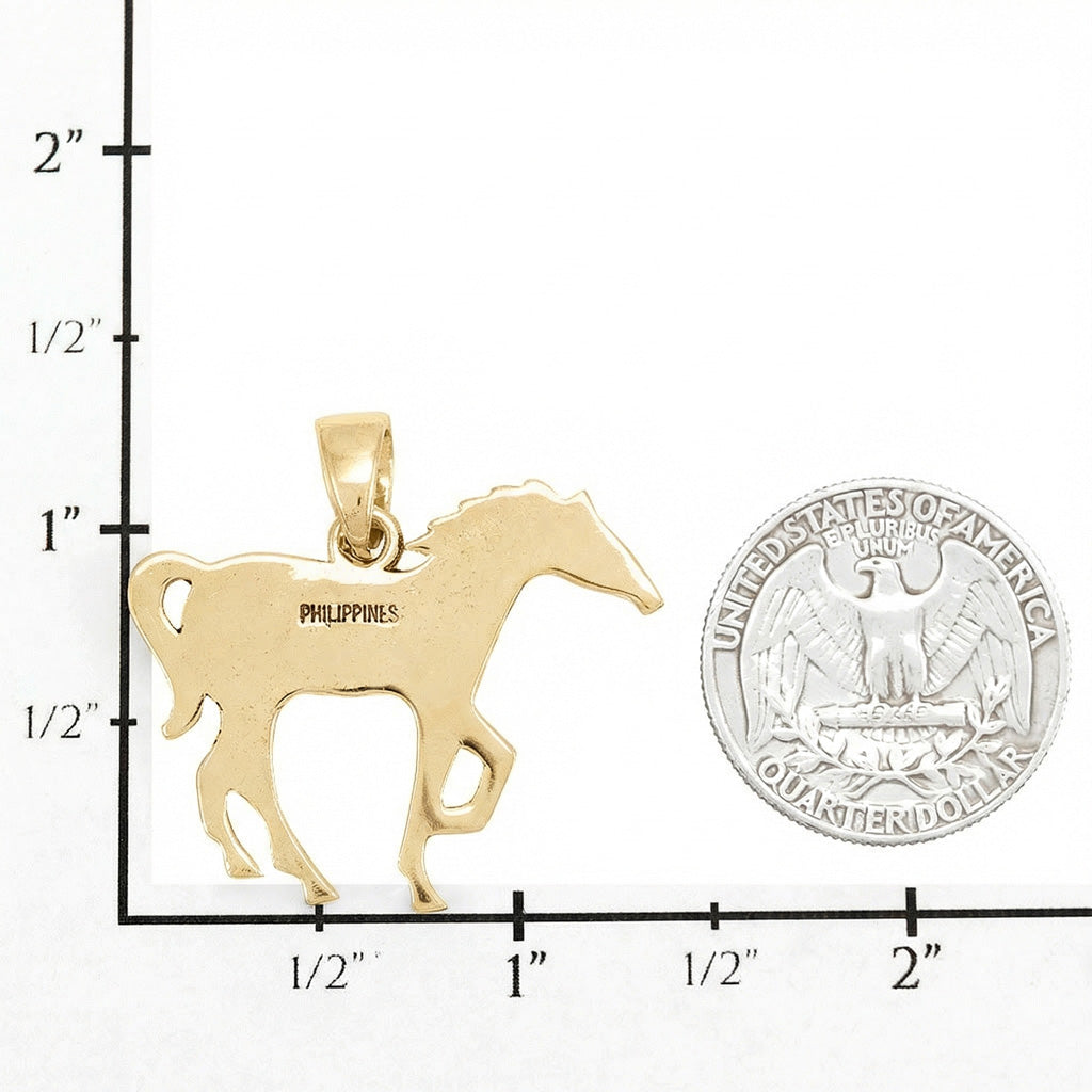 Turquoise Horse Pendant GoldBrass P3049-SM-GB-C75
