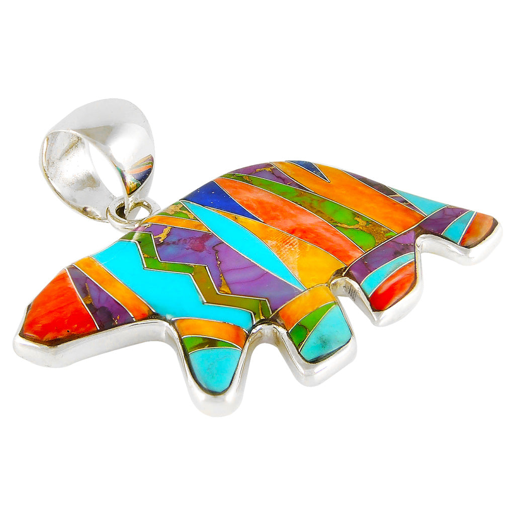 Sterling Silver Bear Pendant Multicolor P3052-C30
