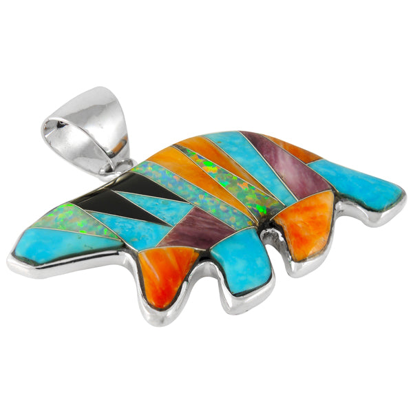 Sterling Silver Bear Pendant Multicolor P3052-C01